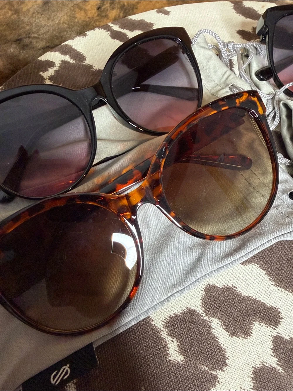 Tortoiseshell and Black Oversized Women's Sunglasses Duo 2pc